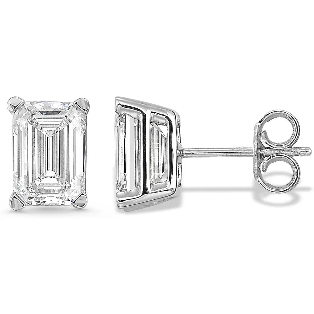 IGI Certified 1/2 to 4 Carat Emerald Cut Lab Grown Diamond Fancy Shape Stud Earrings for Women in 14k Gold Push Back Studs - Future Jewelry