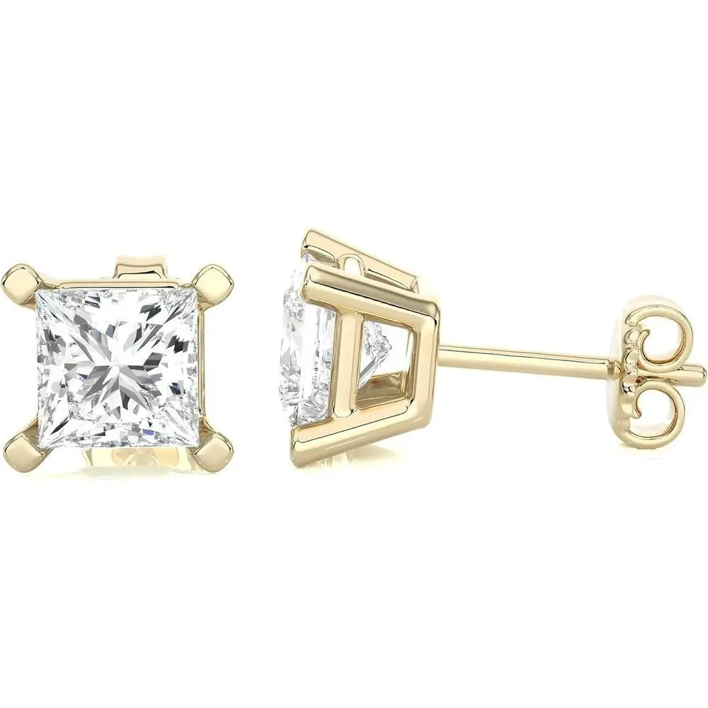 2 Carat Blue Princess Cut Lab Diamond Stud Earrings in 14K White Gold, IGI Certified - Future Jewelry