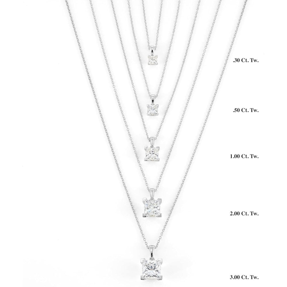 IGI Certified 1/4 to 3 Carat Princess Cut Lab Grown Diamond Square Solitaire Pendant Necklace for Women I 16 to 18 Inch Adjustable Chain - Future Jewelry