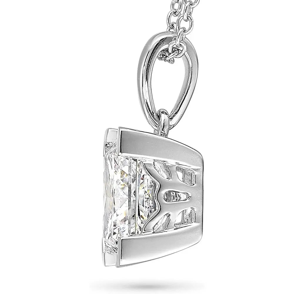 IGI Certified 1/4 to 3 Carat Princess Cut Lab Grown Diamond Square Solitaire Pendant Necklace for Women I 16 to 18 Inch Adjustable Chain - Future Jewelry