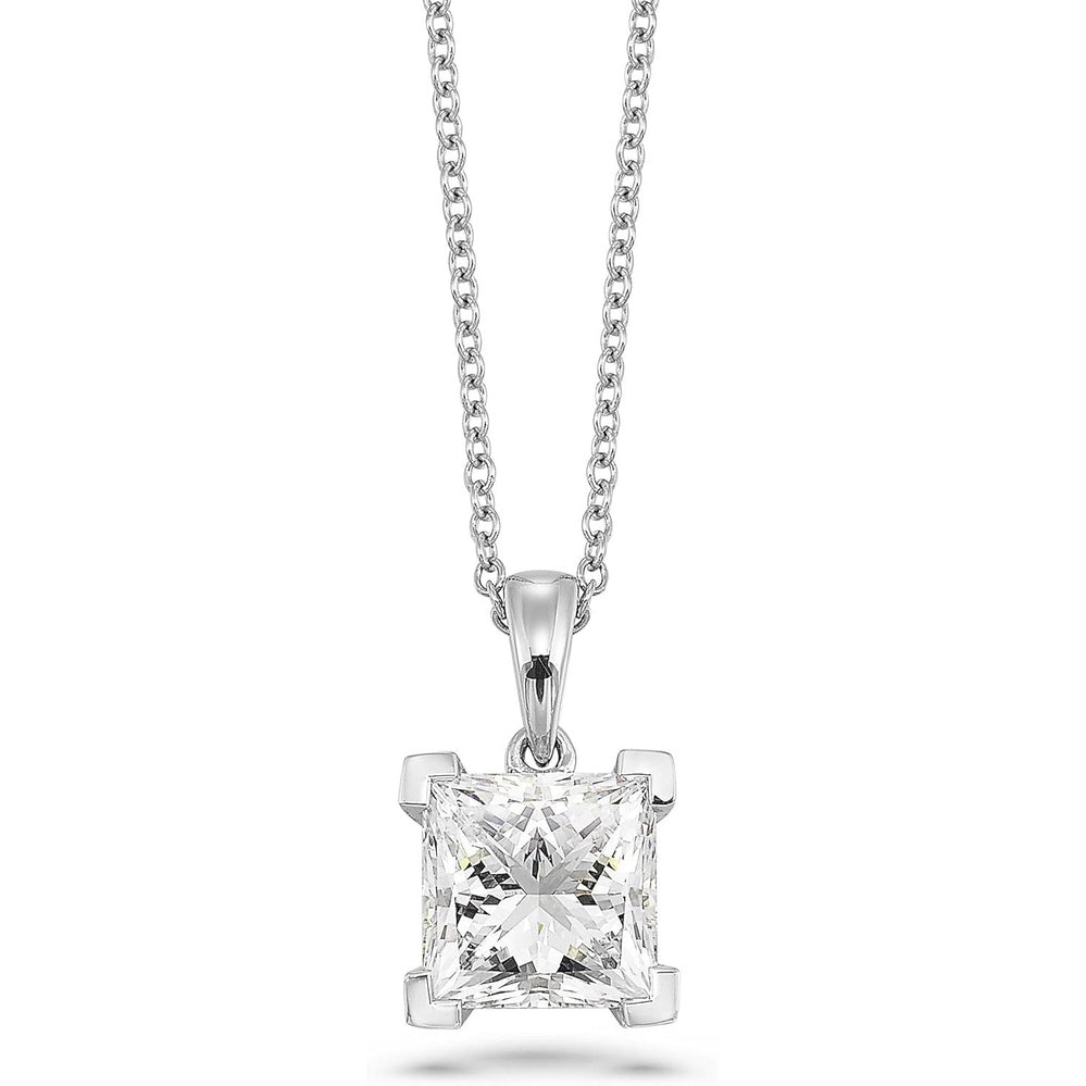 IGI Certified 1/4 to 3 Carat Princess Cut Lab Grown Diamond Square Solitaire Pendant Necklace for Women I 16 to 18 Inch Adjustable Chain - Future Jewelry
