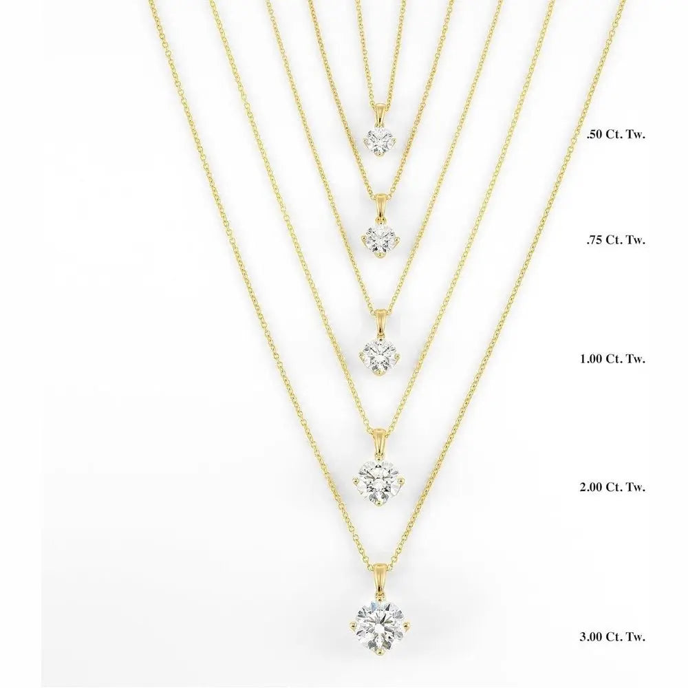IGI Certified 1/4 to 4 Carat Round Brilliant Cut Lab Grown Diamond Solitaire Pendant Necklace for Women I 14k Gold Necklace - Future Jewelry