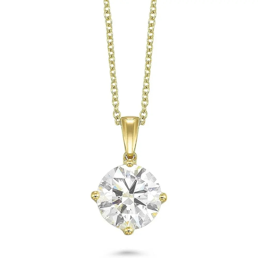 IGI Certified 1/4 to 4 Carat Round Brilliant Cut Lab Grown Diamond Solitaire Pendant Necklace for Women I 14k Gold Necklace - Future Jewelry