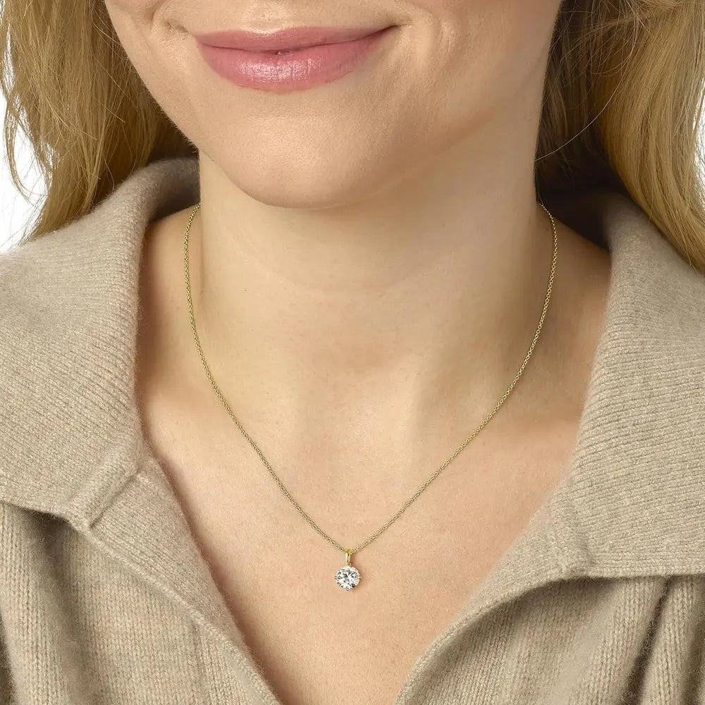 IGI Certified 1/4 to 4 Carat Round Brilliant Cut Lab Grown Diamond Solitaire Pendant Necklace for Women I 14k Gold Necklace - Future Jewelry
