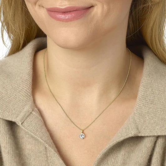 IGI Certified 1/4 to 4 Carat Round Brilliant Cut Lab Grown Diamond Solitaire Pendant Necklace for Women I 14k Gold Necklace - Future Jewelry