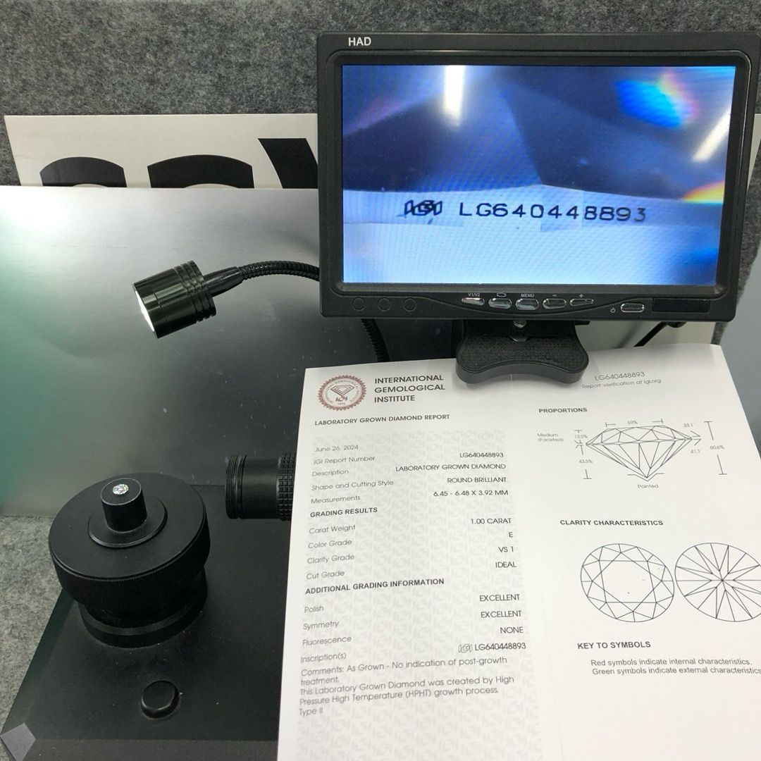 IGI inspection certification number using a digital microscope
