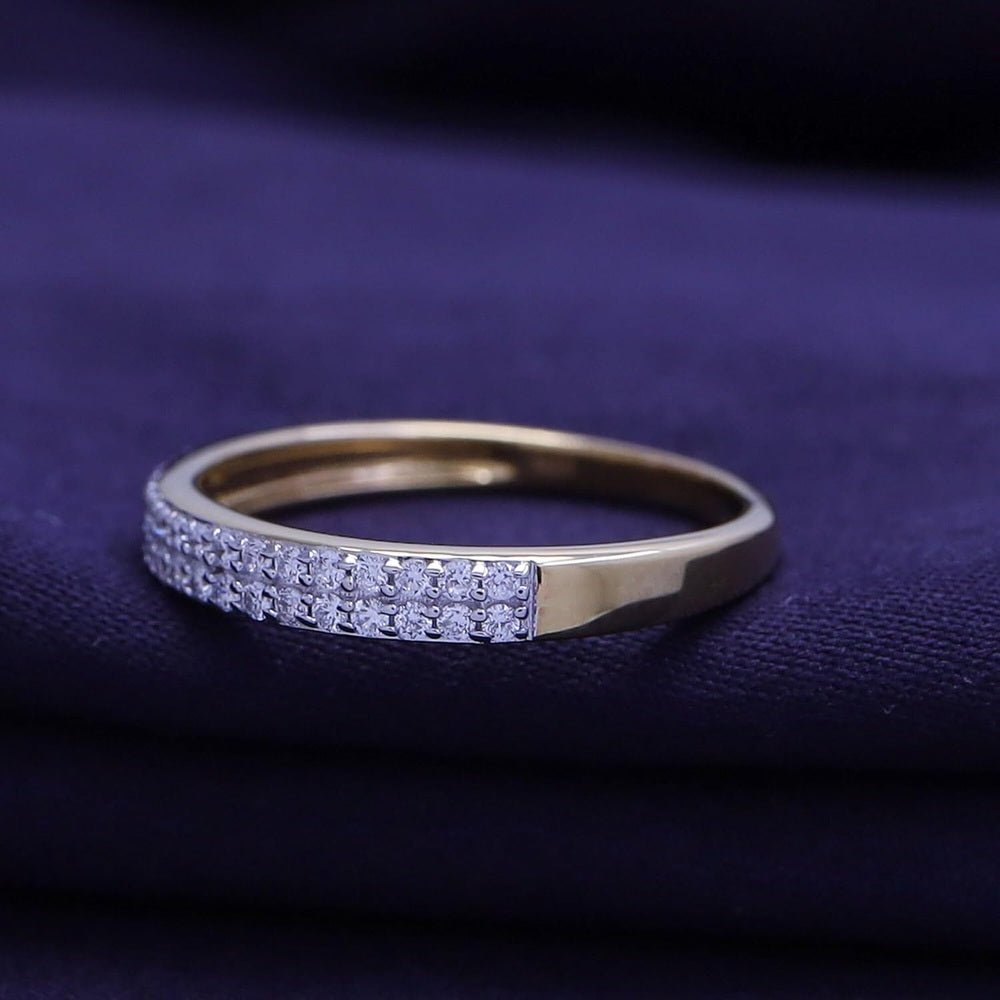 Lab Diamond Double Row Wedding Band in 14K Gold Over Silver - Future Jewelry