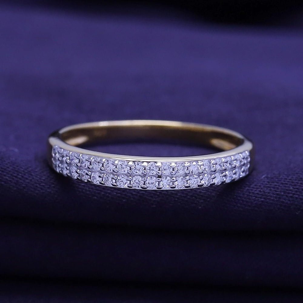 Lab Diamond Double Row Wedding Band in 14K Gold Over Silver - Future Jewelry