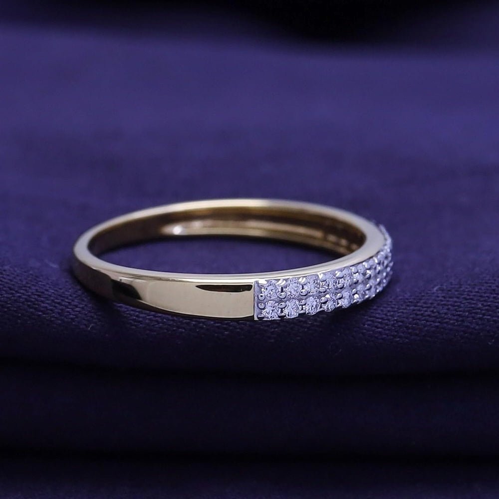 Lab Diamond Double Row Wedding Band in 14K Gold Over Silver - Future Jewelry