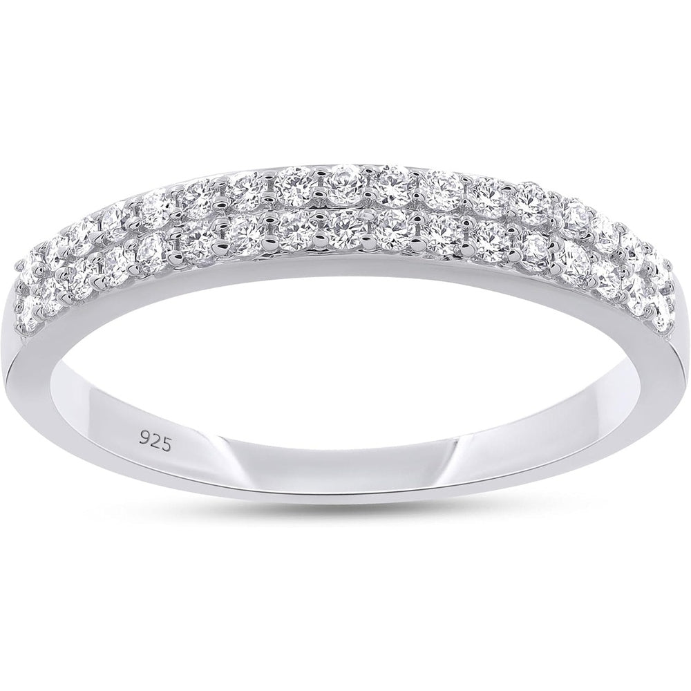 Lab Diamond Double Row Wedding Band in 14K Gold Over Silver - Future Jewelry