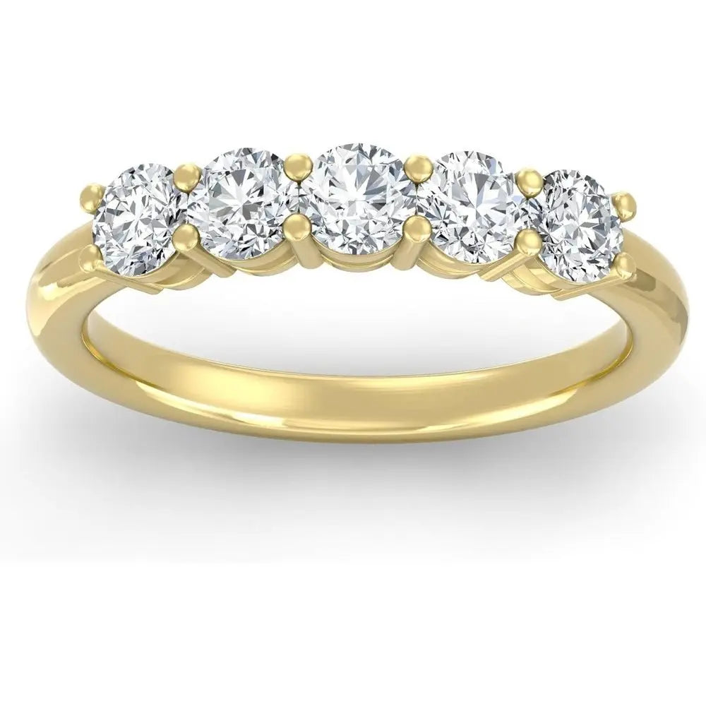 Lab Diamond Five Stone Ring in 14K White or Yellow Gold - Future Jewelry