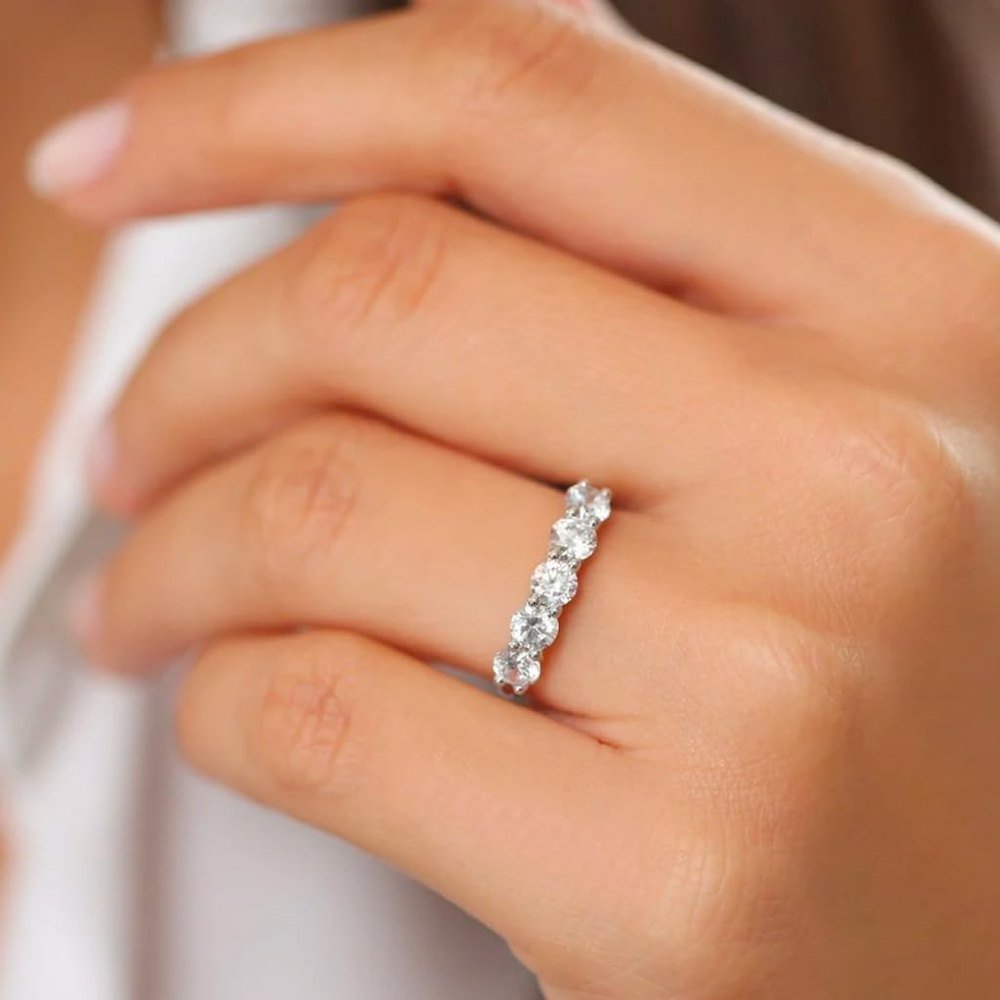 Lab Diamond Five Stone Ring in 14K White or Yellow Gold - Future Jewelry