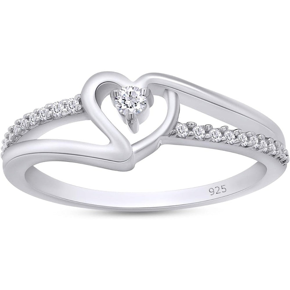 Lab Diamond Heart Promise Ring in 14K Rose Gold - Future Jewelry
