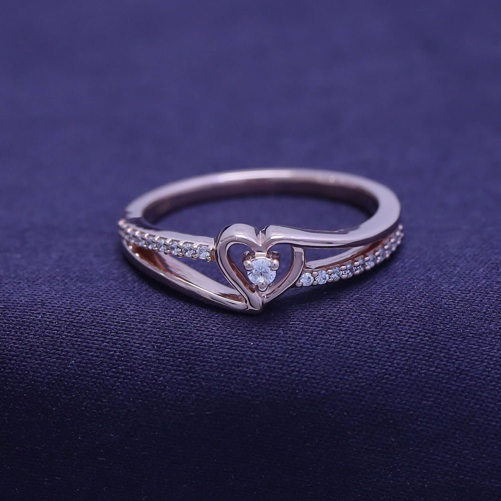 Lab Diamond Heart Promise Ring in 14K Rose Gold - Future Jewelry