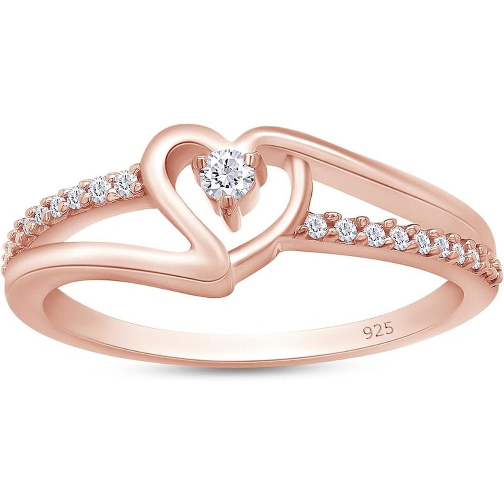 Lab Diamond Heart Promise Ring in 14K Rose Gold - Future Jewelry