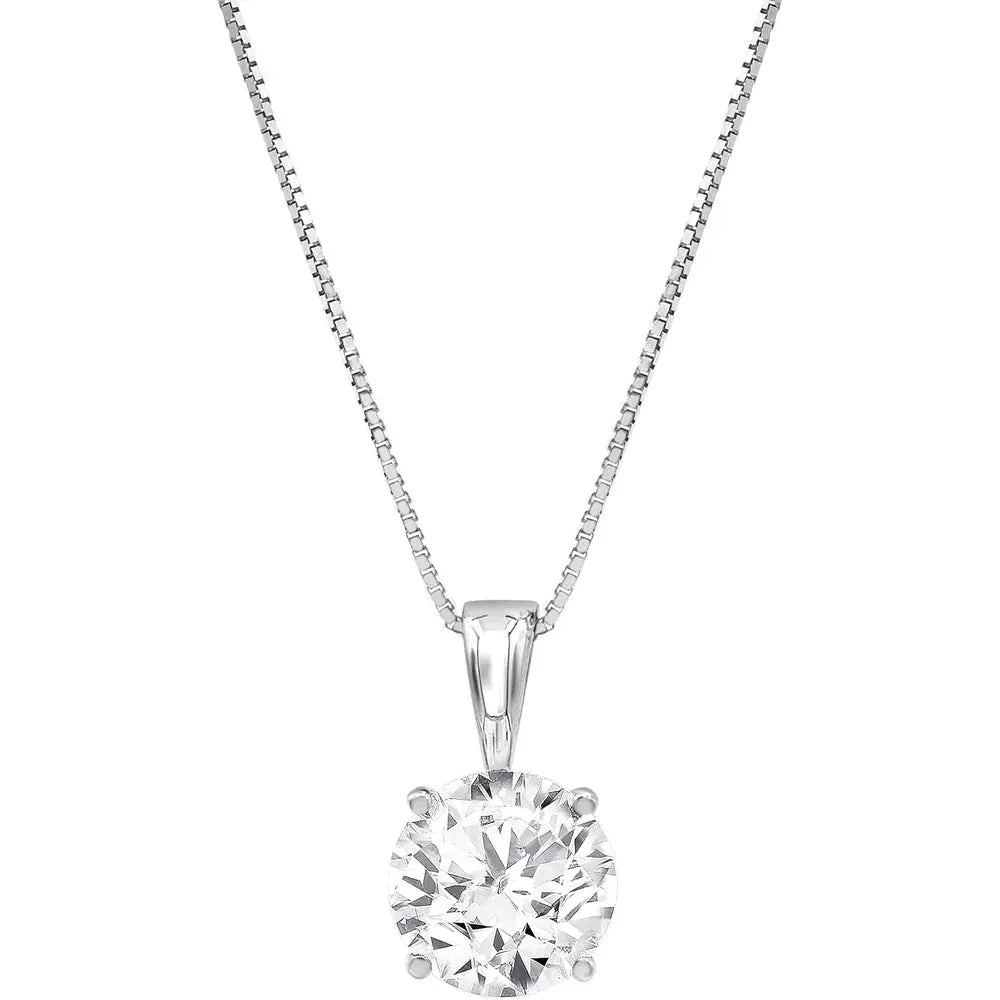 Lab Diamond Solitaire Necklace in 14K White Gold for Women - Future Jewelry