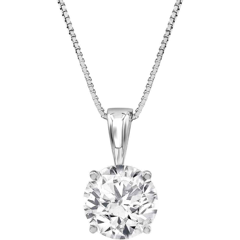 Lab Diamond Solitaire Necklace in 14K White Gold for Women - Future Jewelry