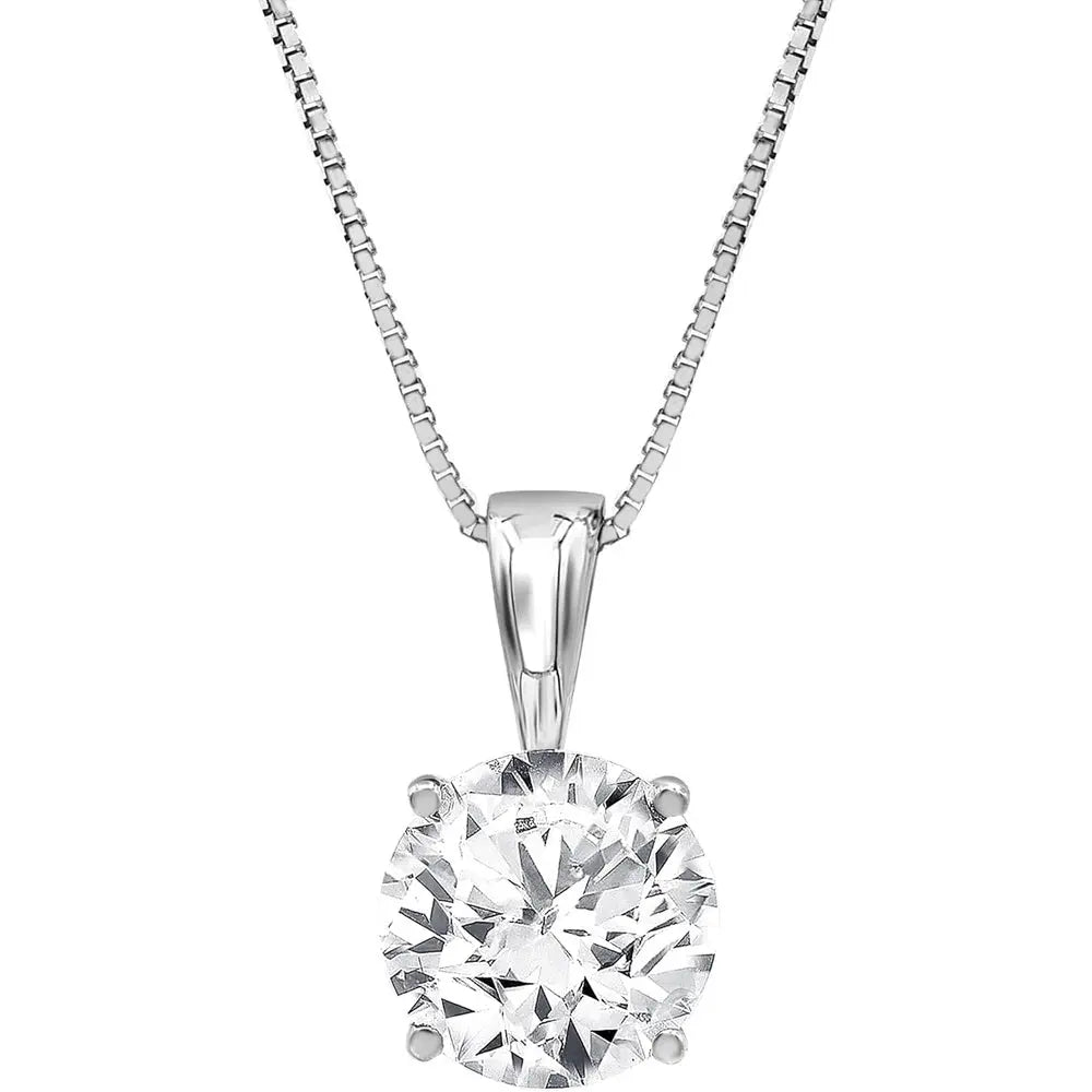 Lab Diamond Solitaire Necklace in 14K White Gold for Women - Future Jewelry