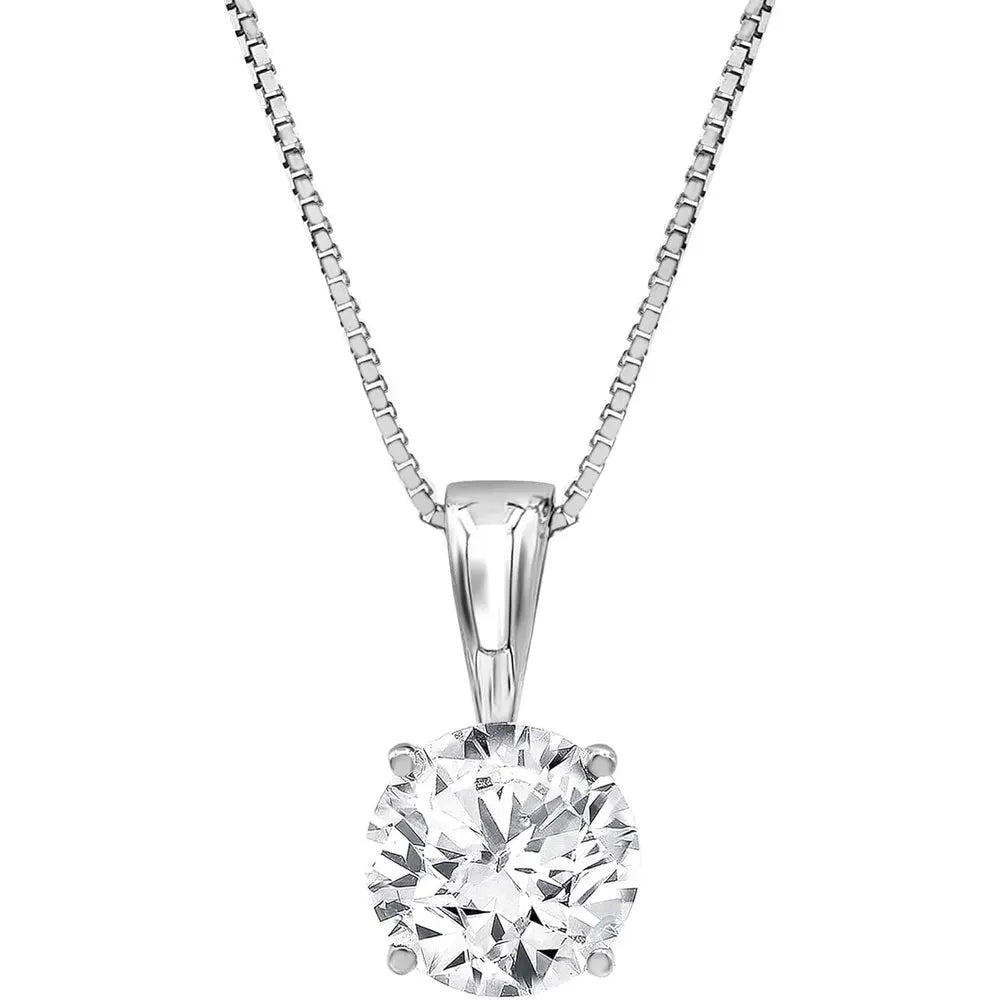 Lab Diamond Solitaire Necklace in 14K White Gold for Women - Future Jewelry