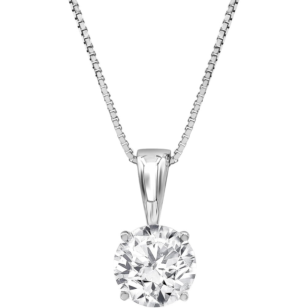 Lab Diamond Solitaire Necklace in 14K White Gold for Women - Future Jewelry