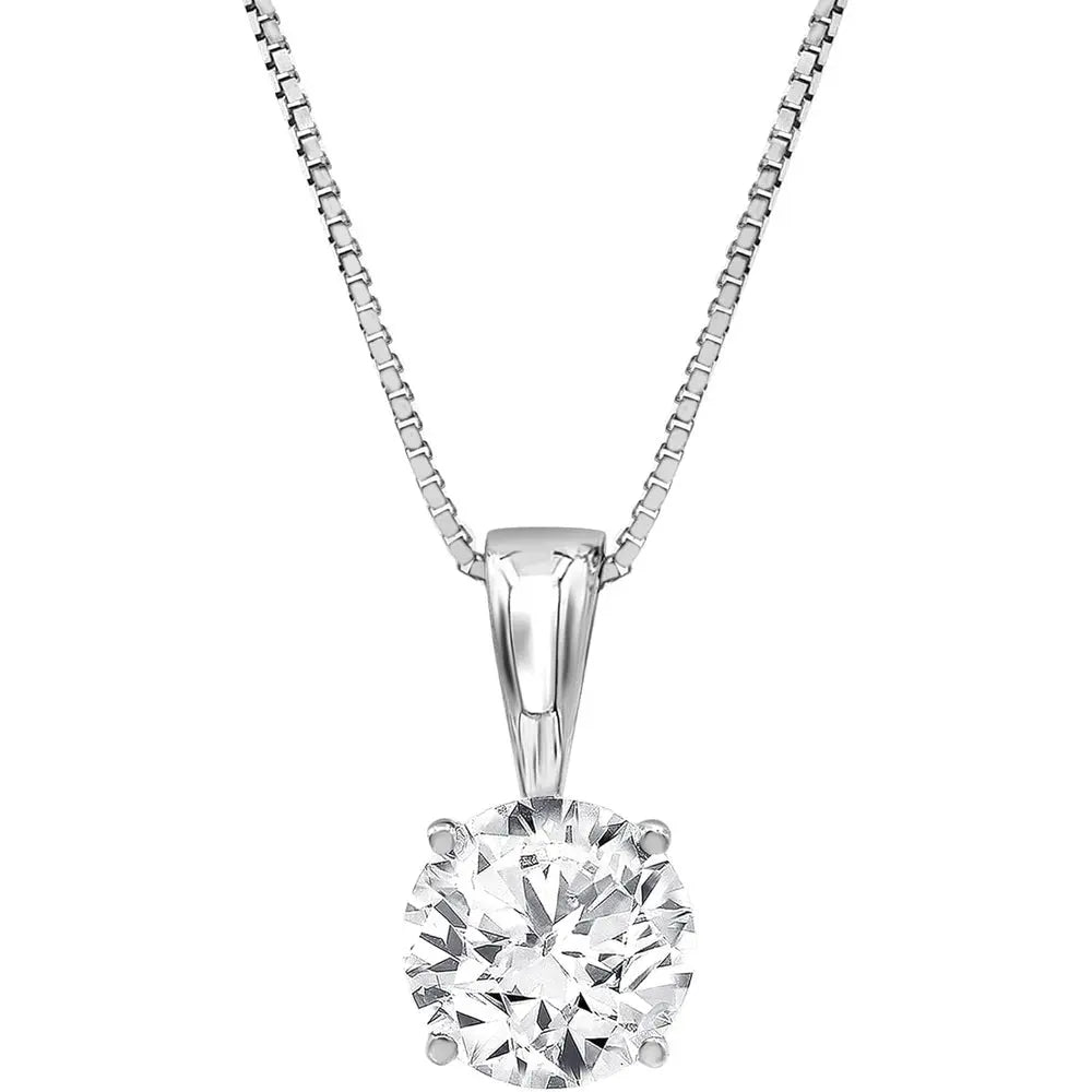 Lab Diamond Solitaire Necklace in 14K White Gold for Women - Future Jewelry
