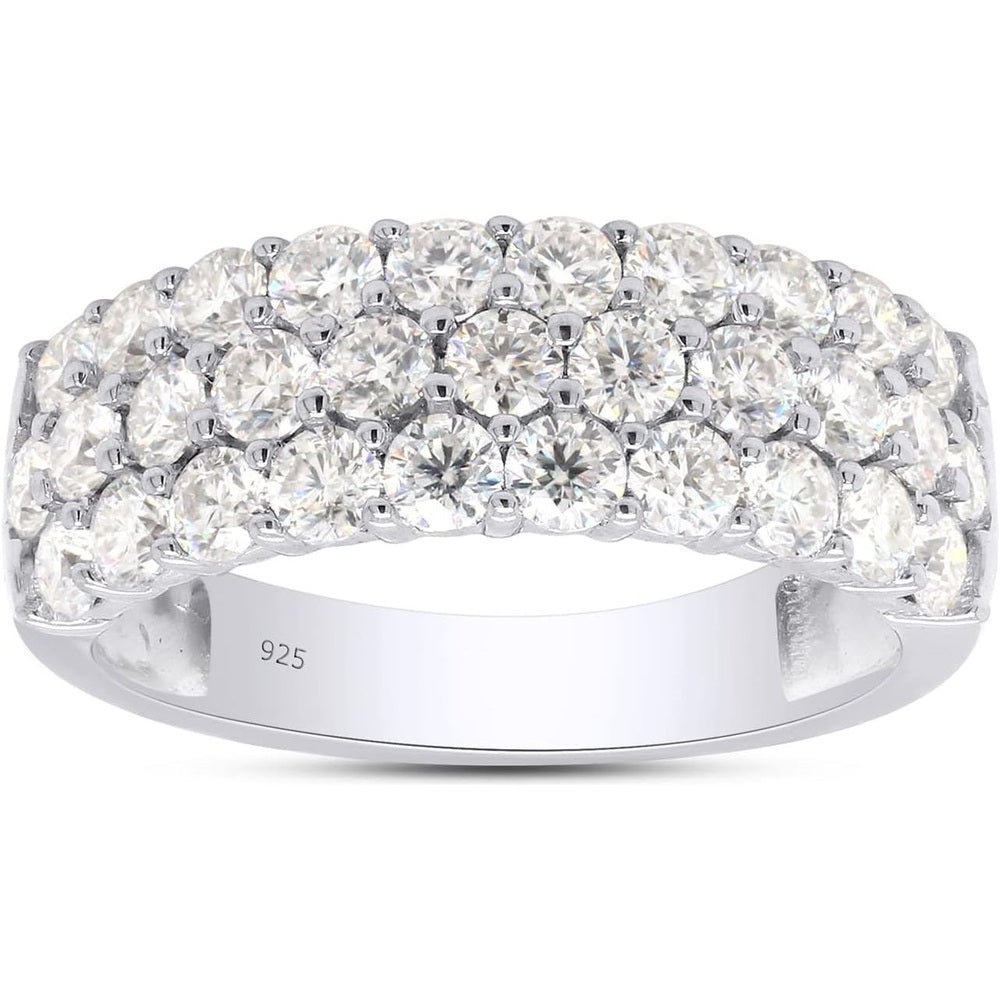 Lab Diamond Three Row Half Eternity Band in 14K White Gold - Future Jewelry