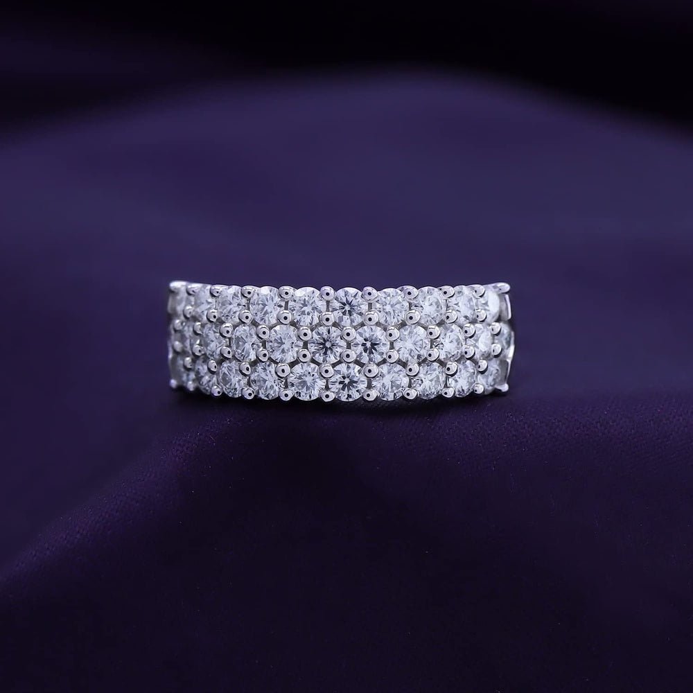 Lab Diamond Three Row Half Eternity Band in 14K White Gold - Future Jewelry