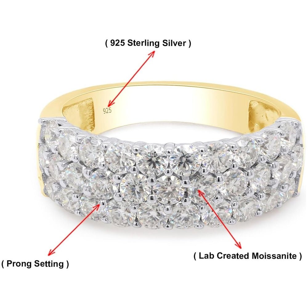 Lab Diamond Three Row Half Eternity Band in 14K White Gold - Future Jewelry