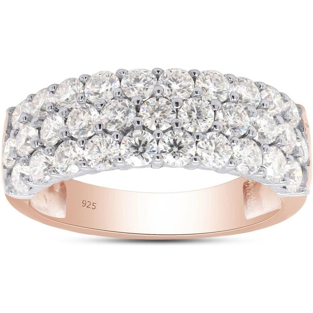 Lab Diamond Three Row Half Eternity Band in 14K White Gold - Future Jewelry