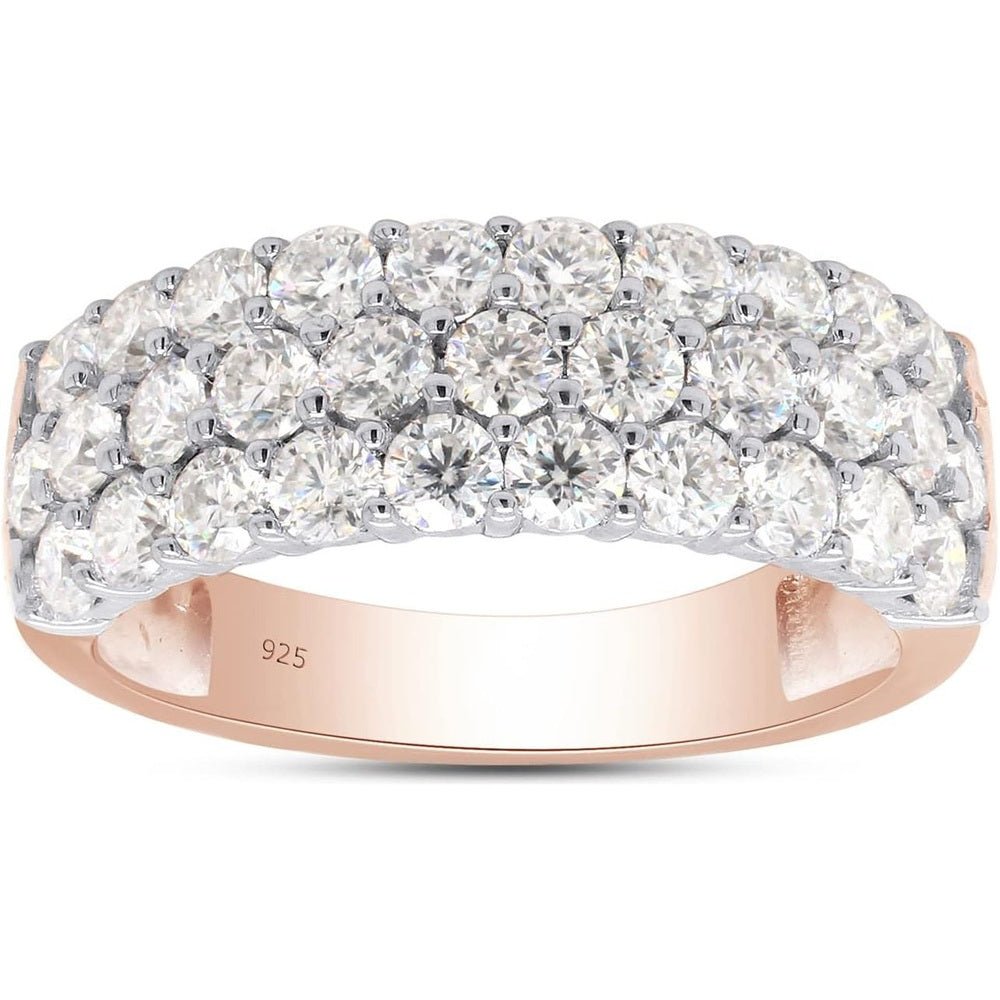 Lab Diamond Three Row Half Eternity Band in 14K White Gold - Future Jewelry