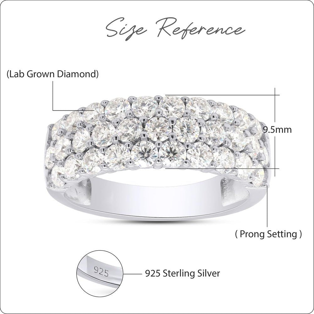 Lab Diamond Three Row Half Eternity Band in 14K White Gold - Future Jewelry