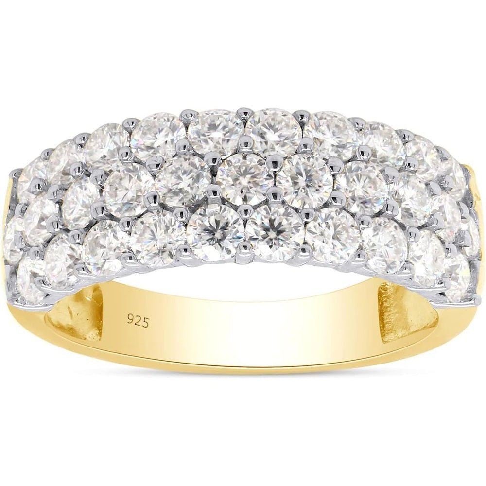 Lab Diamond Three Row Half Eternity Band in 14K White Gold - Future Jewelry