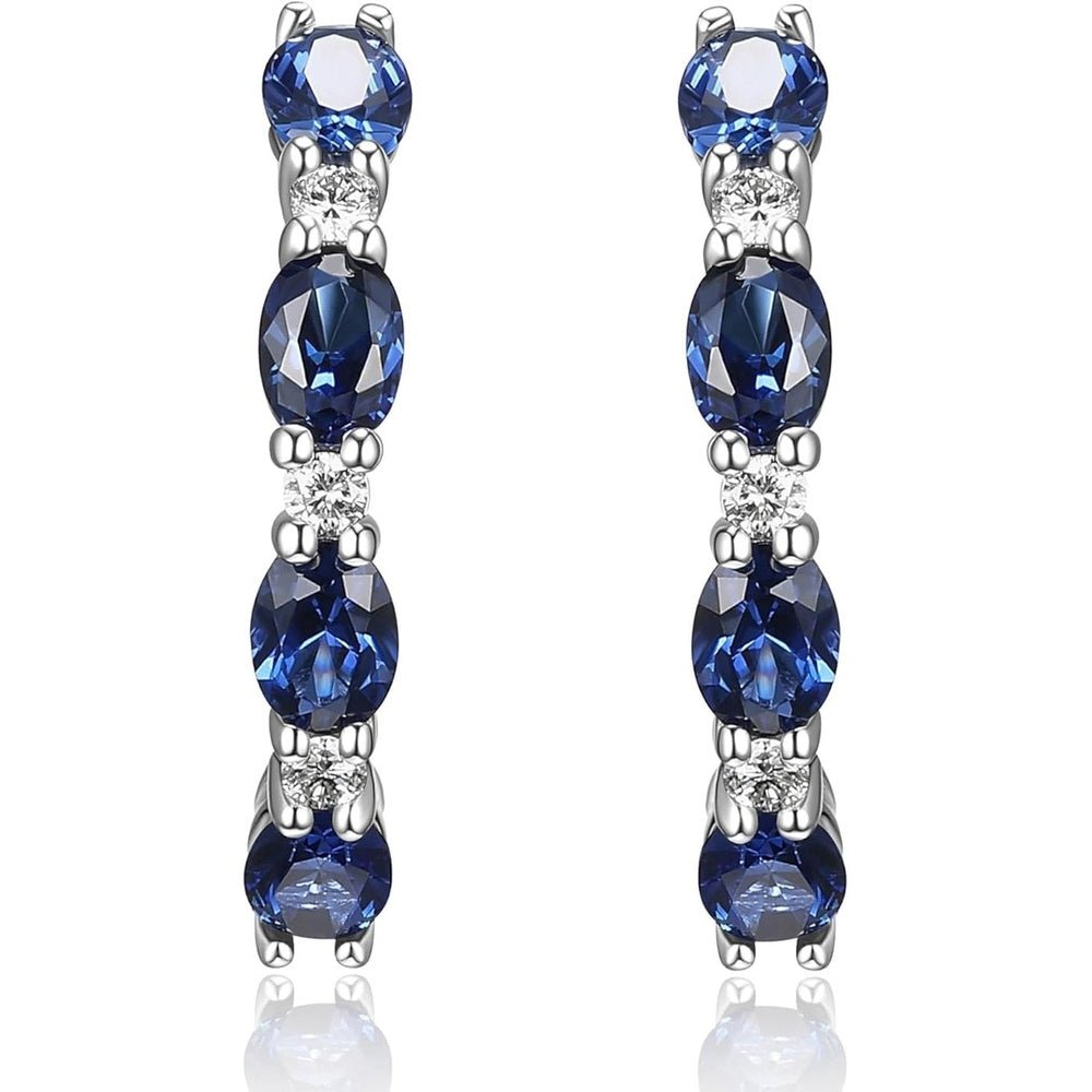 Lab Grown Diamond and Gem Hoop Earrings in Silver - Future Jewelry
