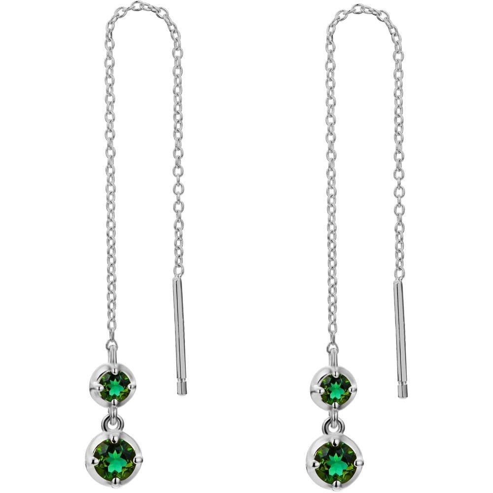 Lab Grown Diamond and Gem Hoop Earrings in Silver - Future Jewelry