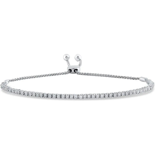 Lab Grown Diamond Bracelets for Women | 1/4 - 1 Carat White Gold Silver Adjustable Bolo Diamond Bracelet - Future Jewelry