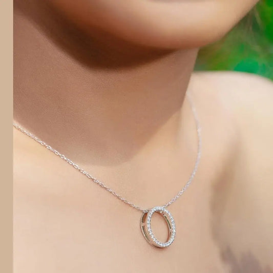 Lab Grown Diamond Circle Pendant in 14K White Gold - Future Jewelry