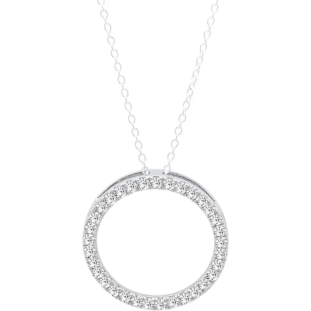 Lab Grown Diamond Circle Pendant in 14K White Gold - Future Jewelry