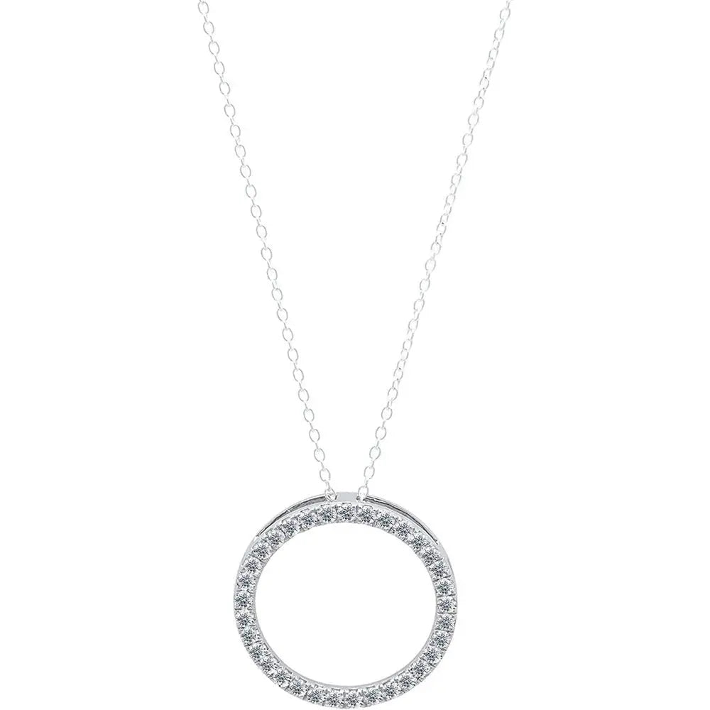Everyday Essentials Set, lab grown diamond circle pendant necklace in 14K white gold, Future Jewelry