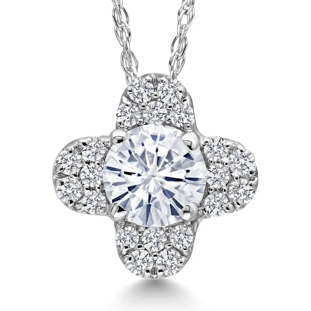 Lab Grown Diamond Clover Pendant in 14K White Gold - Future Jewelry