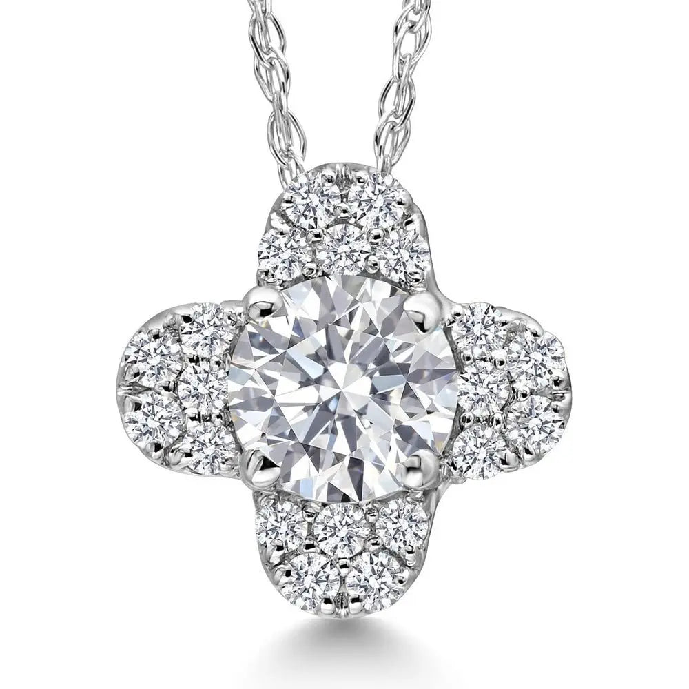 Lab Grown Diamond Clover Pendant in 14K White Gold - Future Jewelry