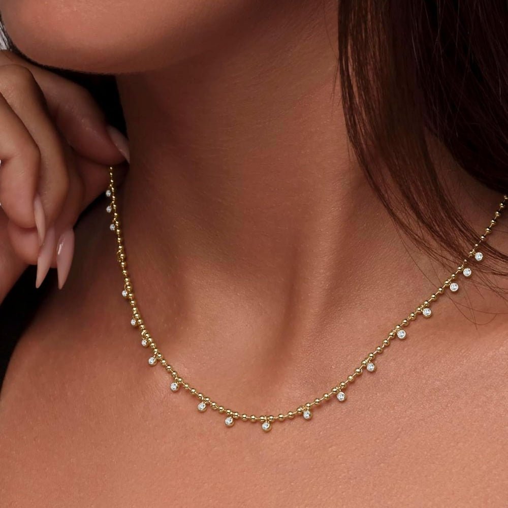 Lab Grown Diamond & Emerald Necklace in Gold Over Silver - Future Jewelry