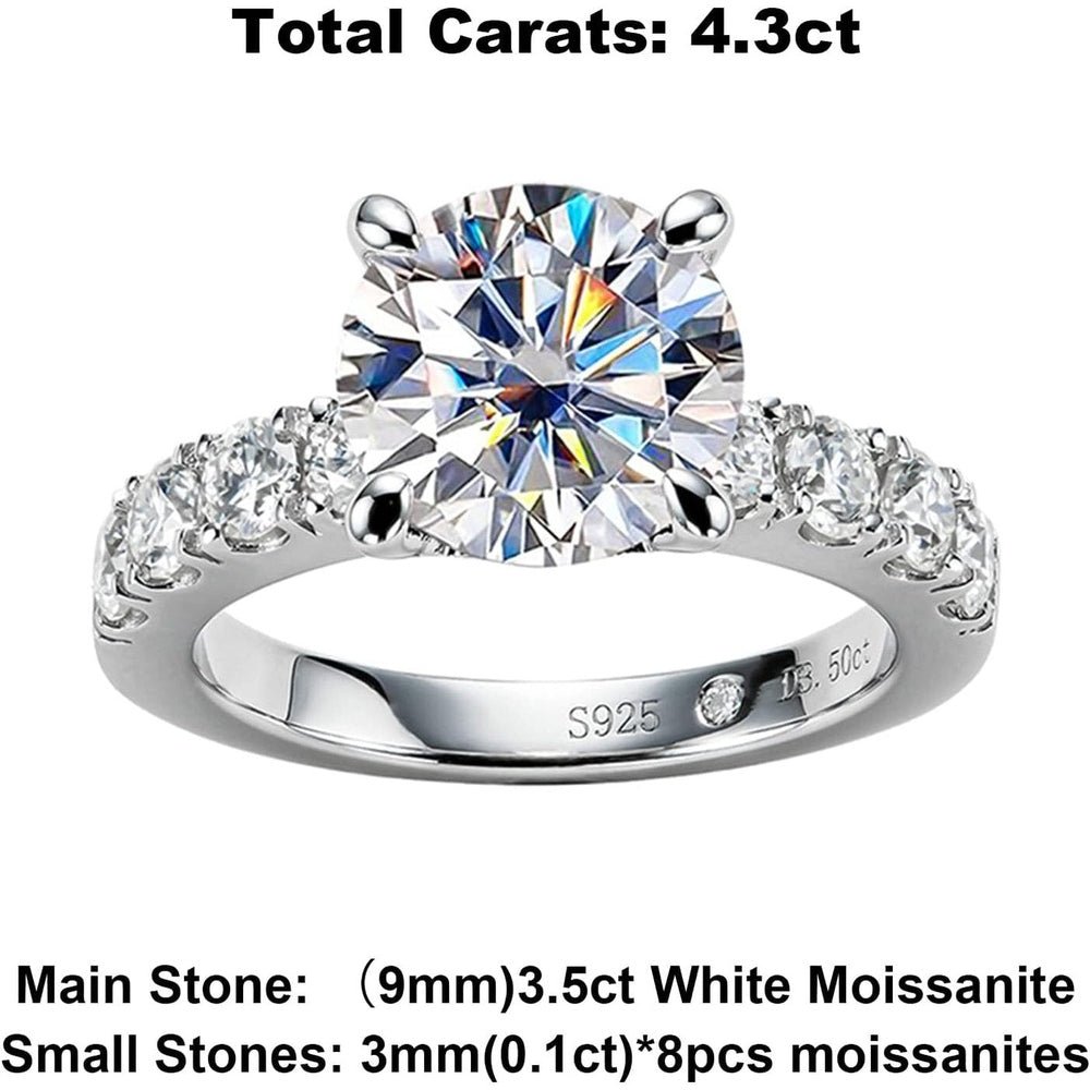 Lab Grown Diamond Engagement Ring, Total 4.3cttw D Color Round/Oval/Asscher Cut, 925 Sterling Silver Promise Anniversary Rings for Women - Future Jewelry