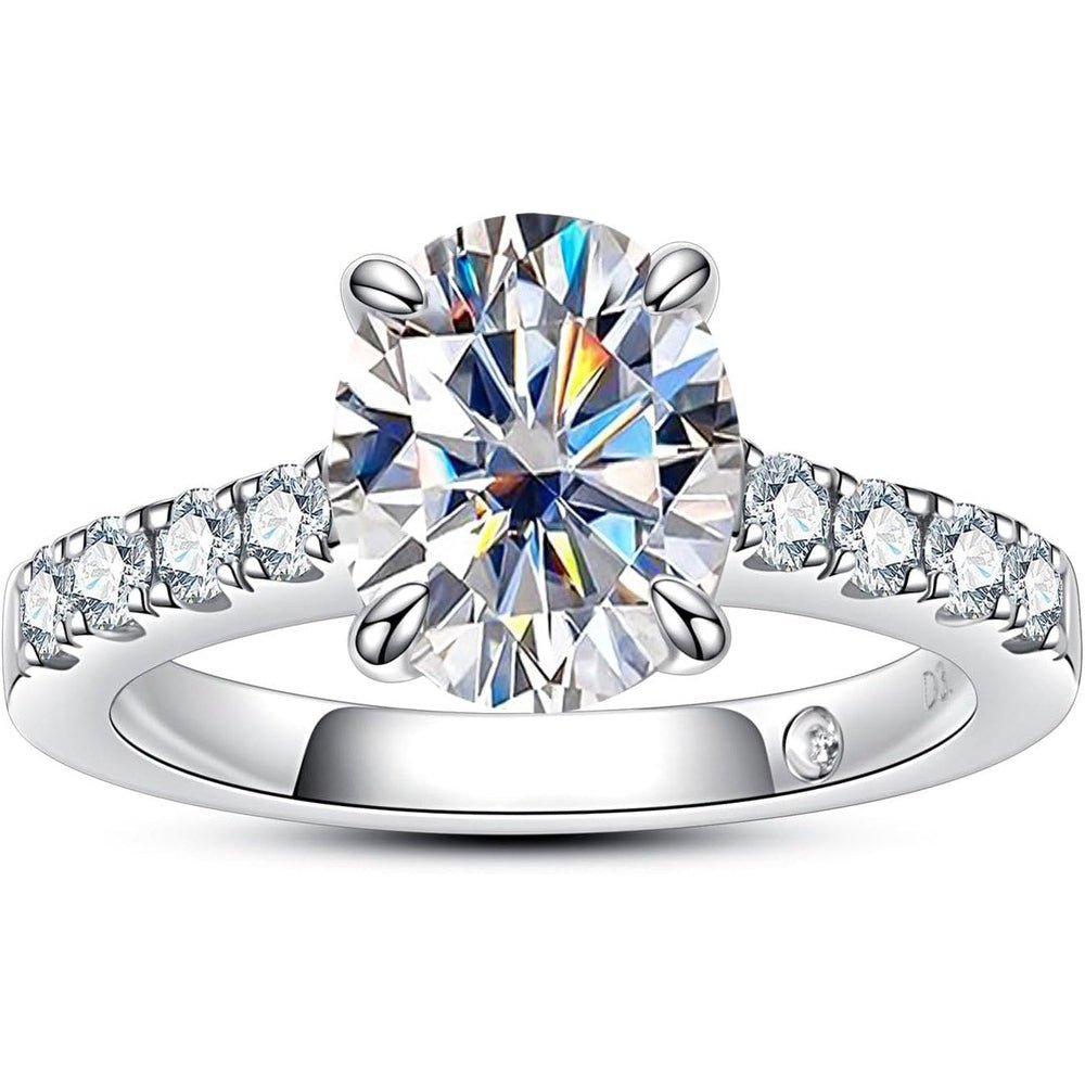Lab Grown Diamond Engagement Ring, Total 4.3cttw D Color Round/Oval/Asscher Cut, 925 Sterling Silver Promise Anniversary Rings for Women - Future Jewelry