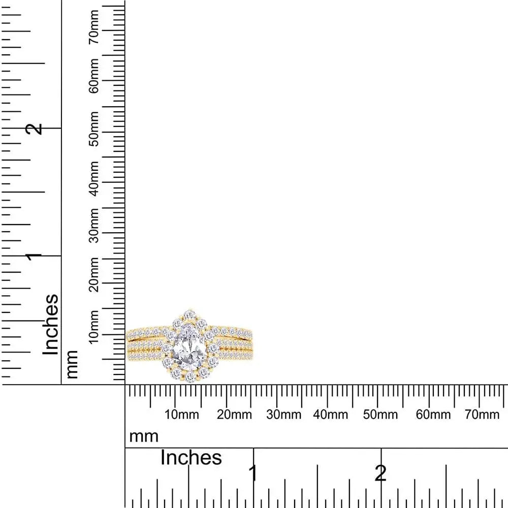 Lab Grown Diamond Halo Bridal Ring Set in 14K Gold