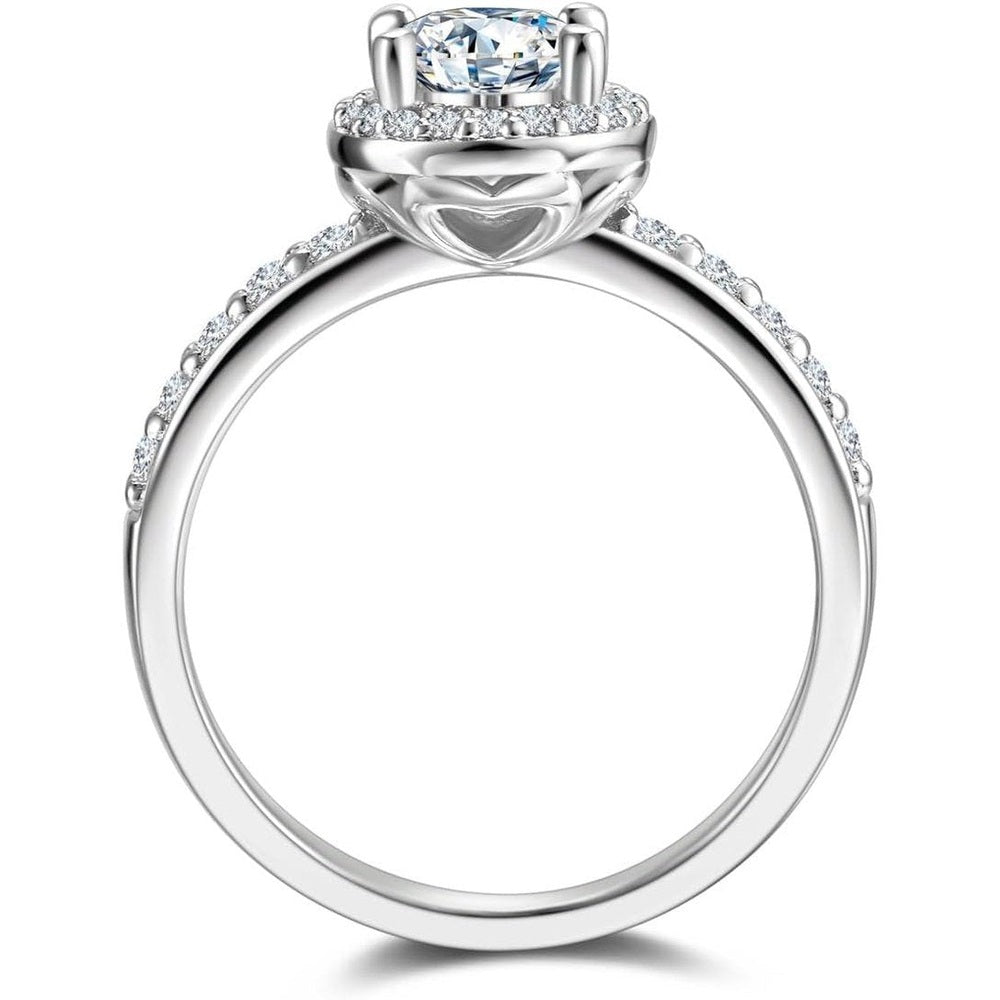 Lab grown diamond halo ring in sterling silver with 0.64–1.43 carat total weight sparkle. A promise, engagement, or anniversary gift she'll treasure. - Future Jewelry