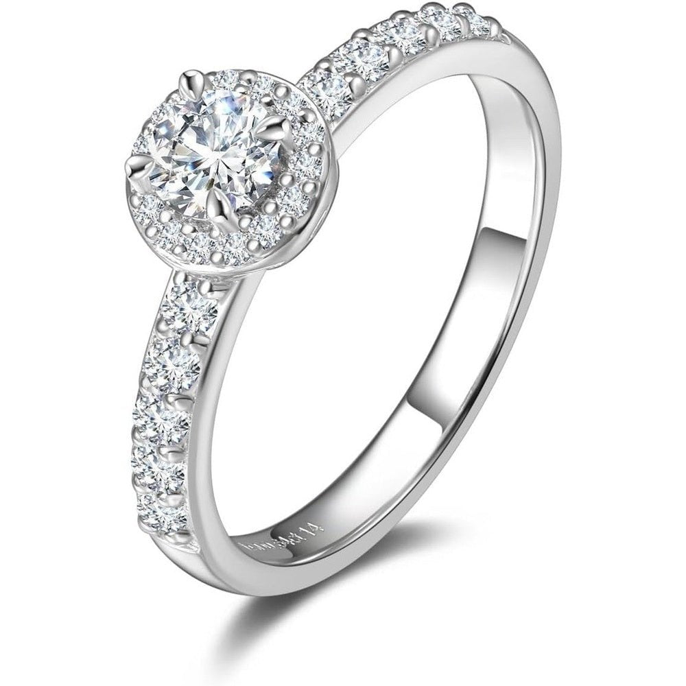 Lab grown diamond halo ring in sterling silver with 0.64–1.43 carat total weight sparkle. A promise, engagement, or anniversary gift she'll treasure. - Future Jewelry