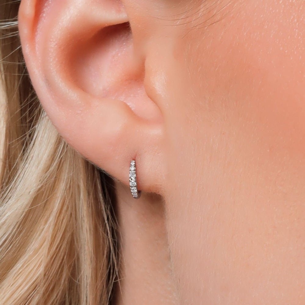 Lab Grown Diamond Hoop Earrings in 10K White Gold, Ten Millimeter - Future Jewelry