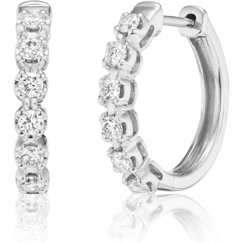 Lab Grown Diamond Huggie Earrings IGI Certified 10K Gold - Future Jewelry