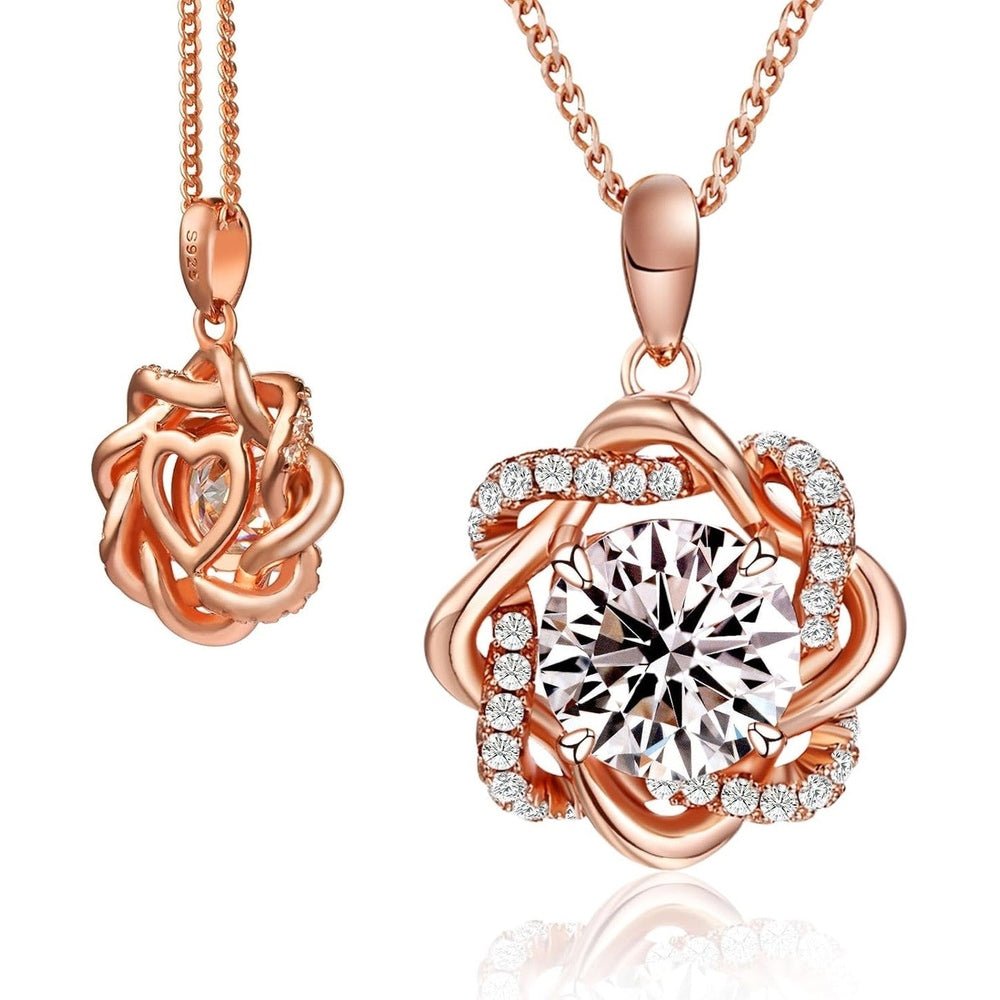 Lab Grown Diamond Pendant Necklace for Women, 1CT, 2CT, 3CT, D Color & VVS1 Clarity Lab Grown Diamond rose gold necklace Diamond Jewelry, 18K Rose with Certificate, Round Brilliant Cut, Romantic Gift - Future Jewelry