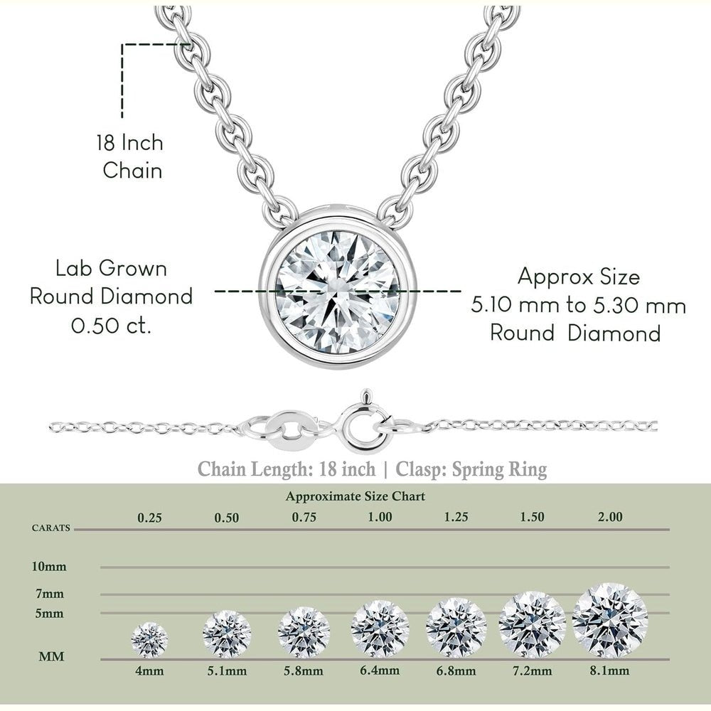 Lab Grown Diamond Solitaire Pendant in Sterling Silver - Future Jewelry